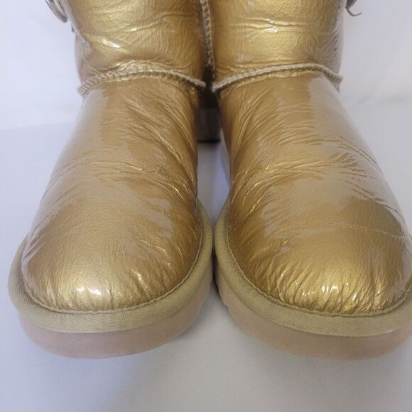 Ugg Size  8 Gold Boots W Bailey Button Mirage 1010266 - Picture 3 of 10